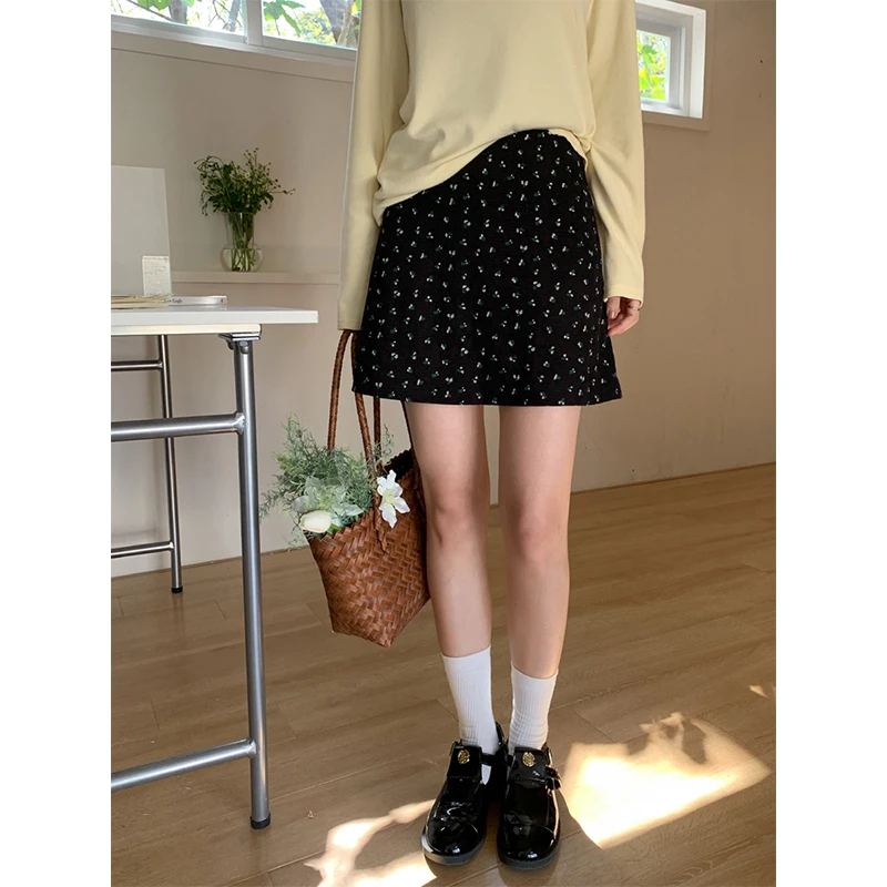 

Real Shot Real Price Floral Summer Desire Style A-Line High Waist Petite Slimming Versatile Short Skirt Women