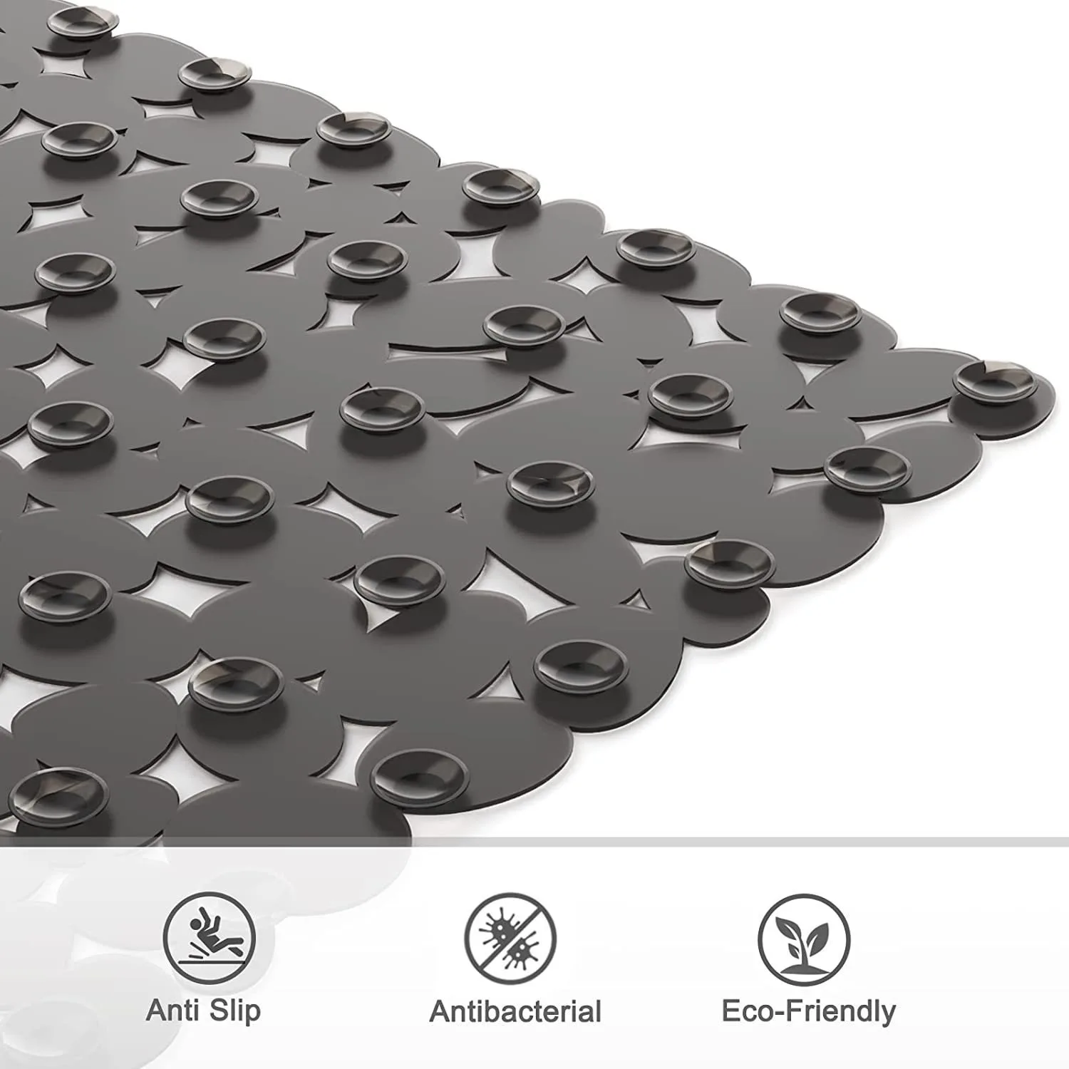 Bath Mat 53x53cm Shower Non-Slip Floor Mat Pebble Design  PVC Bathroom Safety Anti-Slip Massage Pad Square New Upgrade
