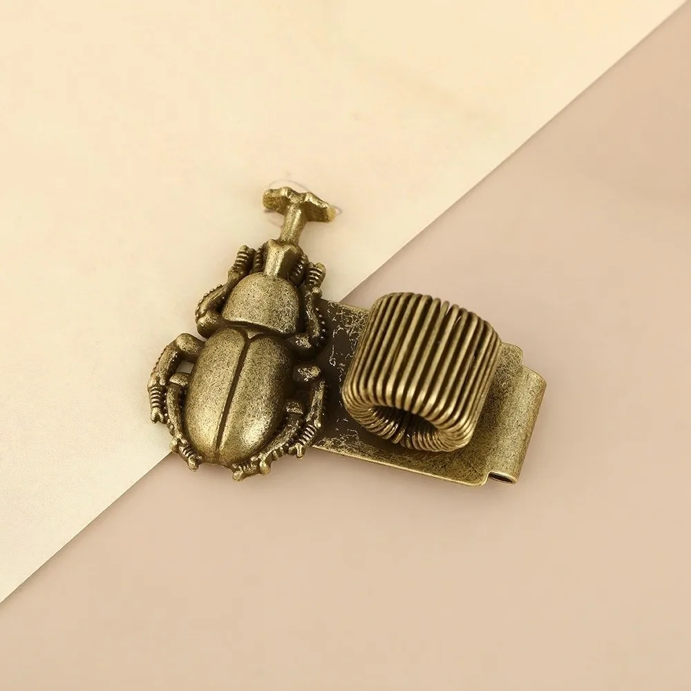 Creative Insect Series Pen Clip with Spring Vintage Securely Holds Butterfly Rhinoceros Beetle Pen Clip Telescopic Spring
