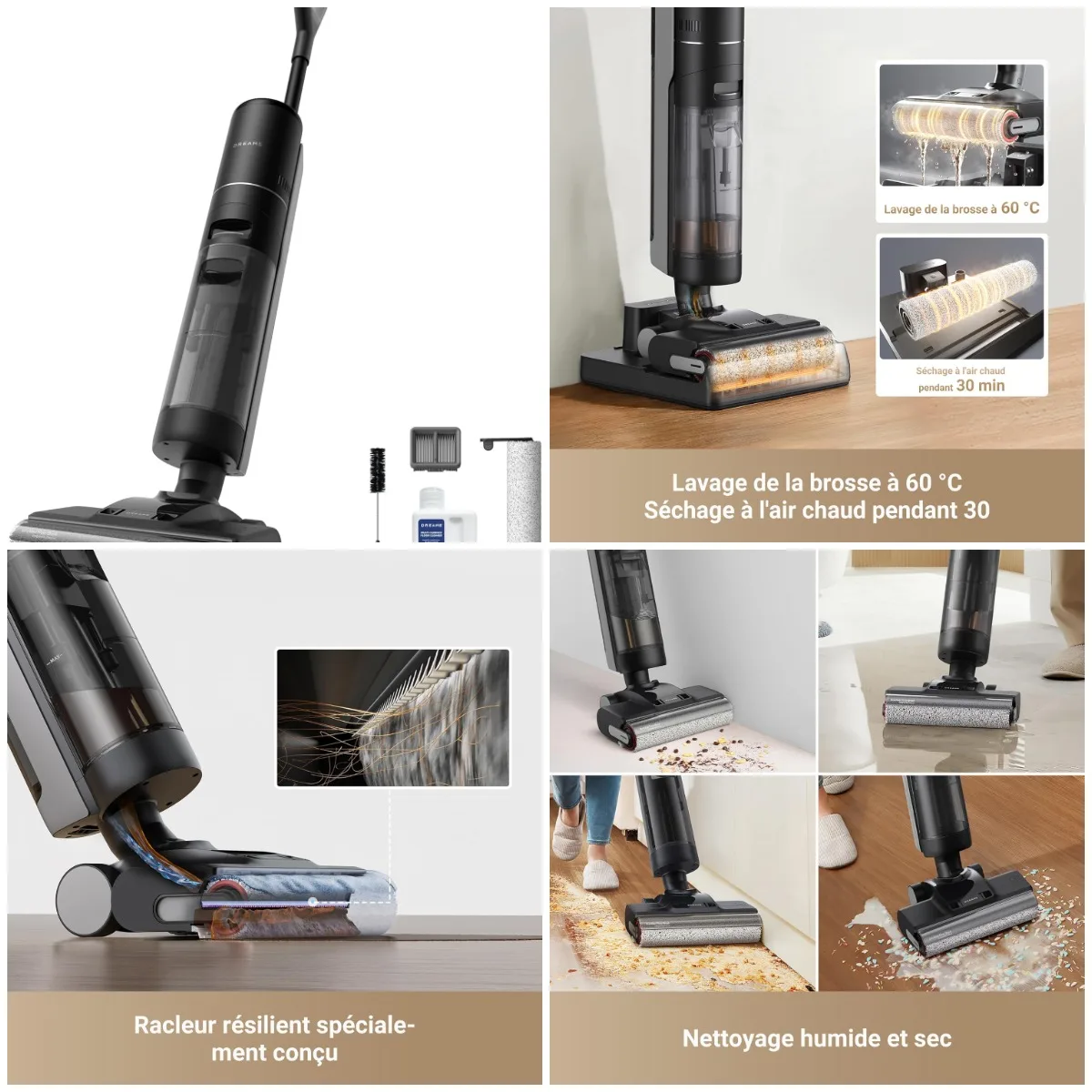 Dreame H12 Pro Ultra Aspirateur Laveur Sans Fil, 16000 Pa, Lavage 60°c,