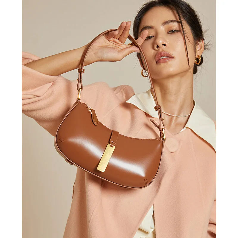 ZR DIARY Vintage Underarm Bags Women Leather Handbag Luxury Crescent Bag Shoulder Crossbody Bag for Female 9230