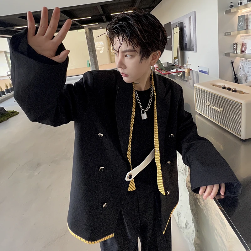 

Мужская летняя тонкая футболка Slim Fit с цветными вставками и полосками, модный трендовый топ, повседневная одежда