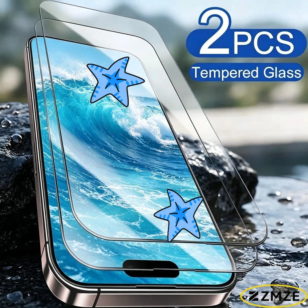 

2Pcs Ultra Clear Tempered Glass for iPhone 17 16 15 Pro Max 17e 16 15 14 Plus Air 14 13 12 11 Pro Anti-Scratch Screen Protector