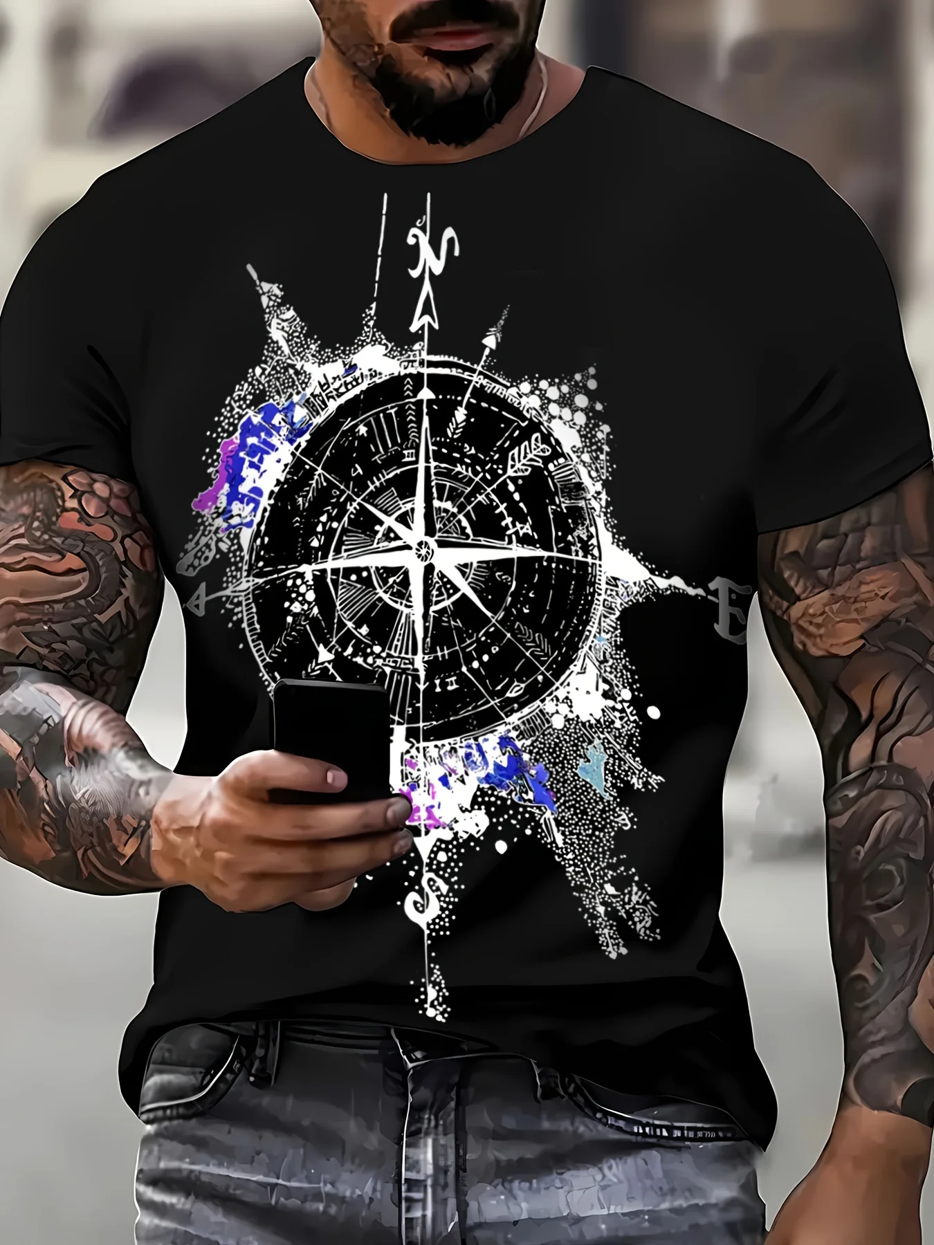 

Men's summer short sleeve printed T-shirt