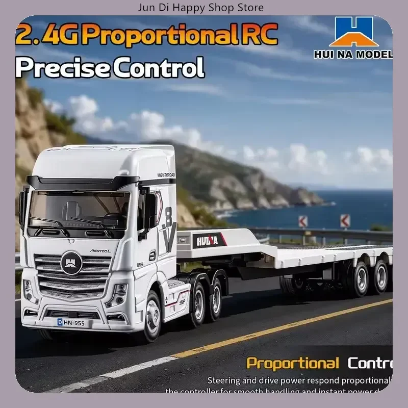 Huina 9900 RC Truck Flatbed Trailer 1/64 Mini RC Racing Car Drift Desktop Engineering Vehicles 2.4g Remote Control Sports Cars