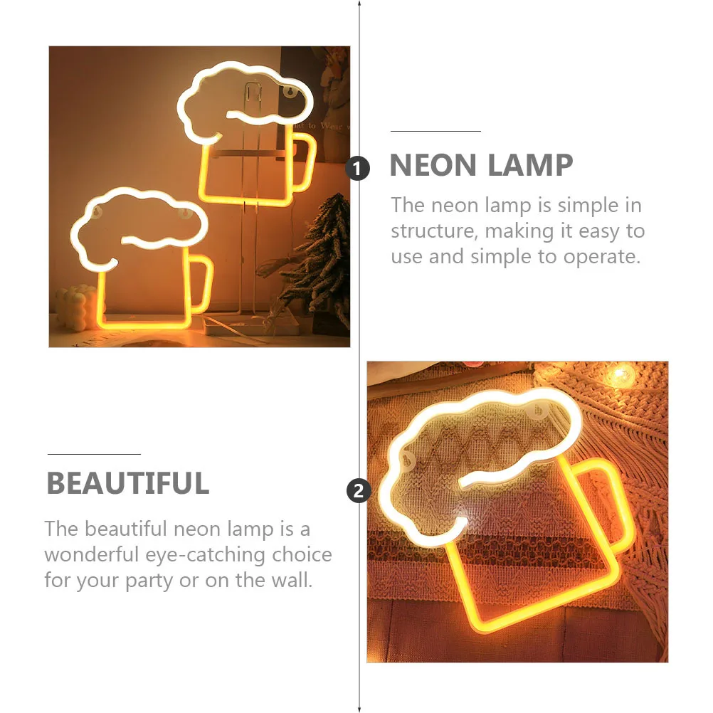 Led Neon Light Beer Mug Modeling Lamp Bar Pub Decor Night Light For Wall Indoor Use Festival Party Decor