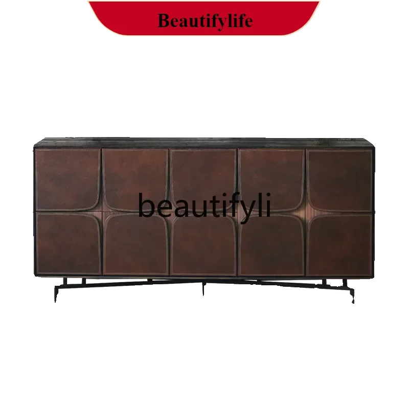 

DD132 French solid wood dining side cabinet Italian retro black peach and beard tea cabinet, TV cabinet, living room locker