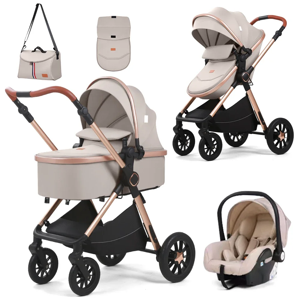 Coches Para Bebes. Luxury Carriage Stroller Baby Pram 4 In 1 Foldable Baby Stroller Puschair 3 In 1 With Car Seat