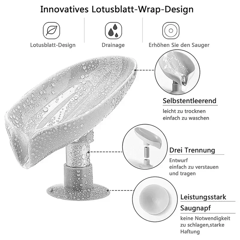 ポータブル滑り止め石鹸ホルダー葉の形の浴室のシャワー石鹸皿キッチン排水シンクスポンジ収納ラック吸盤トレイ