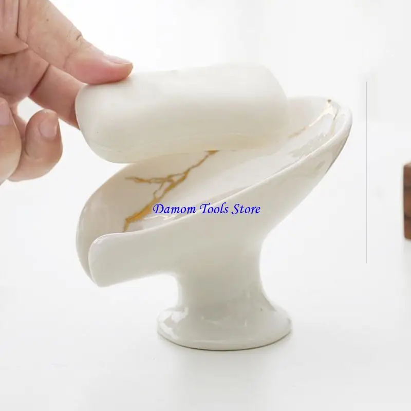 

57BE Самосливная мыльница в форме листа без сверления, держатель для мыла для ванной комнаты и кухни