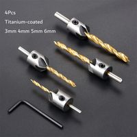 4Pcs HSS Titanium Countersink Drill Bit Set Drill Press Set Chamfer Reamer 3mm 4mm 5mm 6mm
