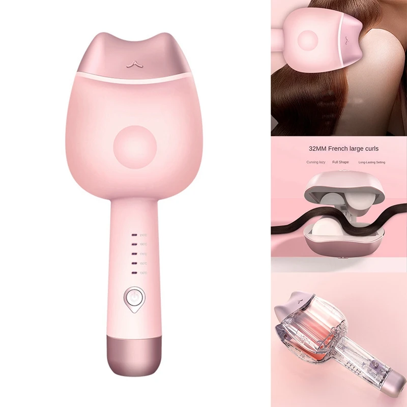 جهاز تجعيد الشعر الكهربائي الأوتوماتيكي بعصا شعر قصيرة ، مكواة تجعيد البيض ، أيون سالب ، 32 صولًا