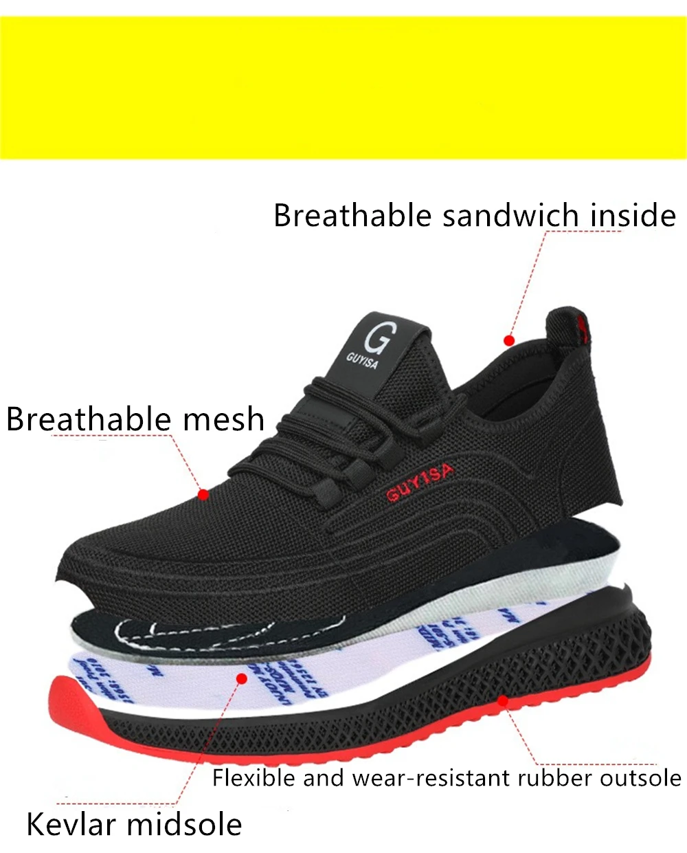 Man Woman Breathable Casual Sneakers Protective Shoes Fashion Autumn Steel Toe Work Shoes for Men Puncture Proof Safety Shoes