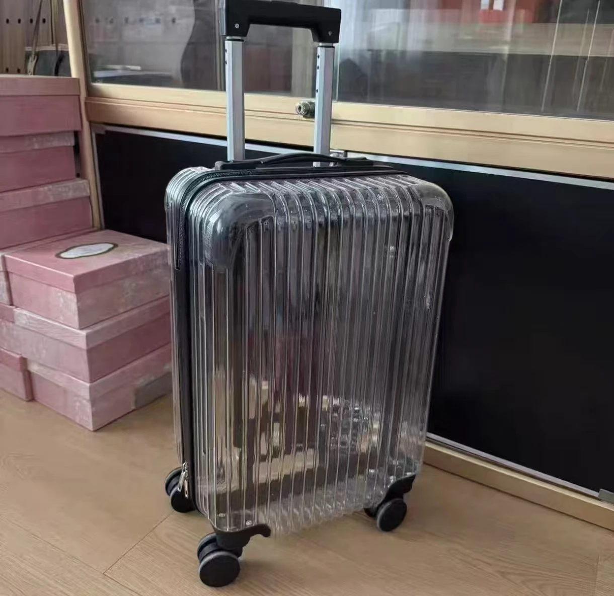 Ultraleichter und vollständig transparenter 24-Koffer für Reisen, Universalrad, 20-Board-Chassis, weiblich, 22-Trolley-Koffer, 26-Zoll-Reißverschluss