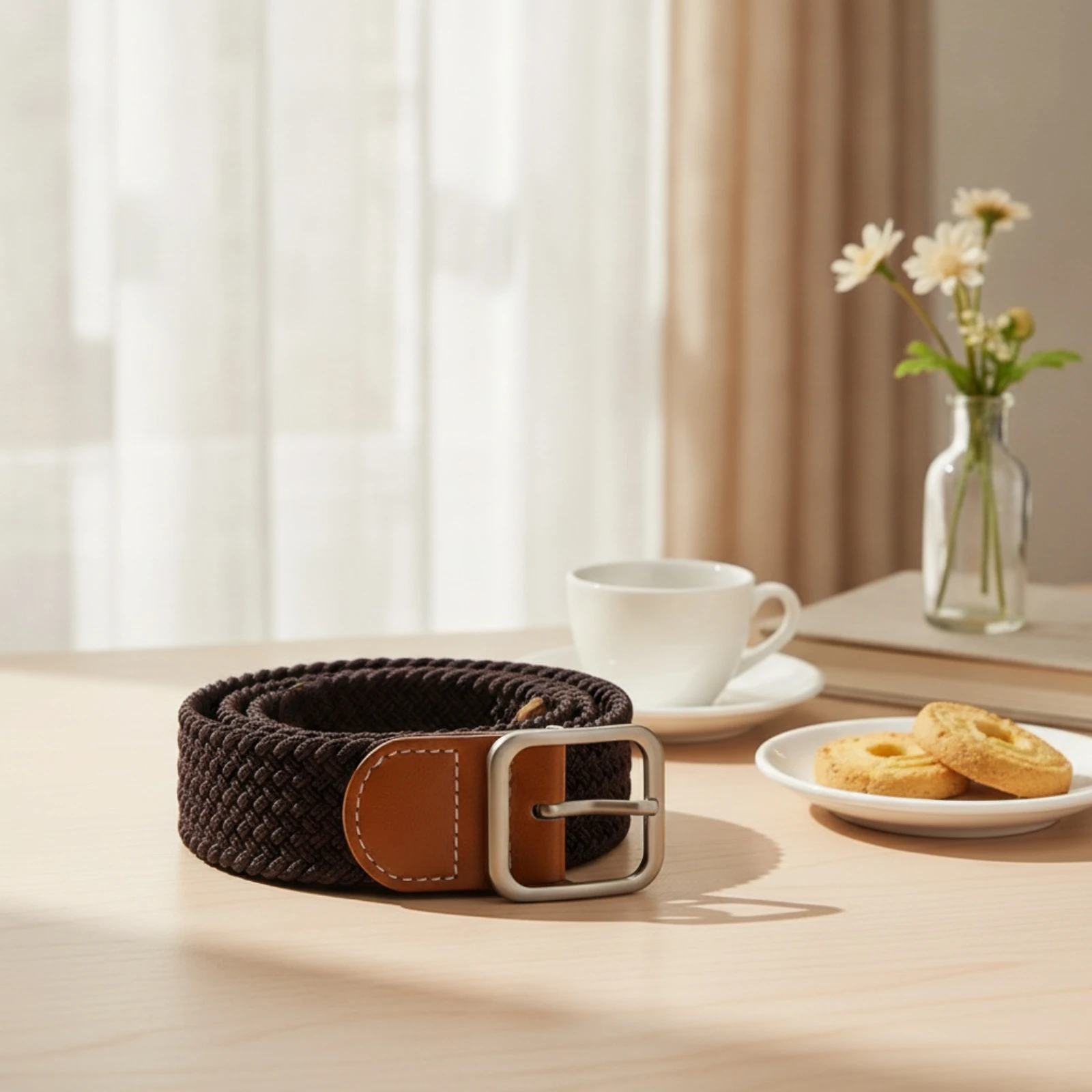 Braided Elastic Belt Comfortable Braided Stretch Belt Long-Lasting Soft for Jeans, Everyday Wear
