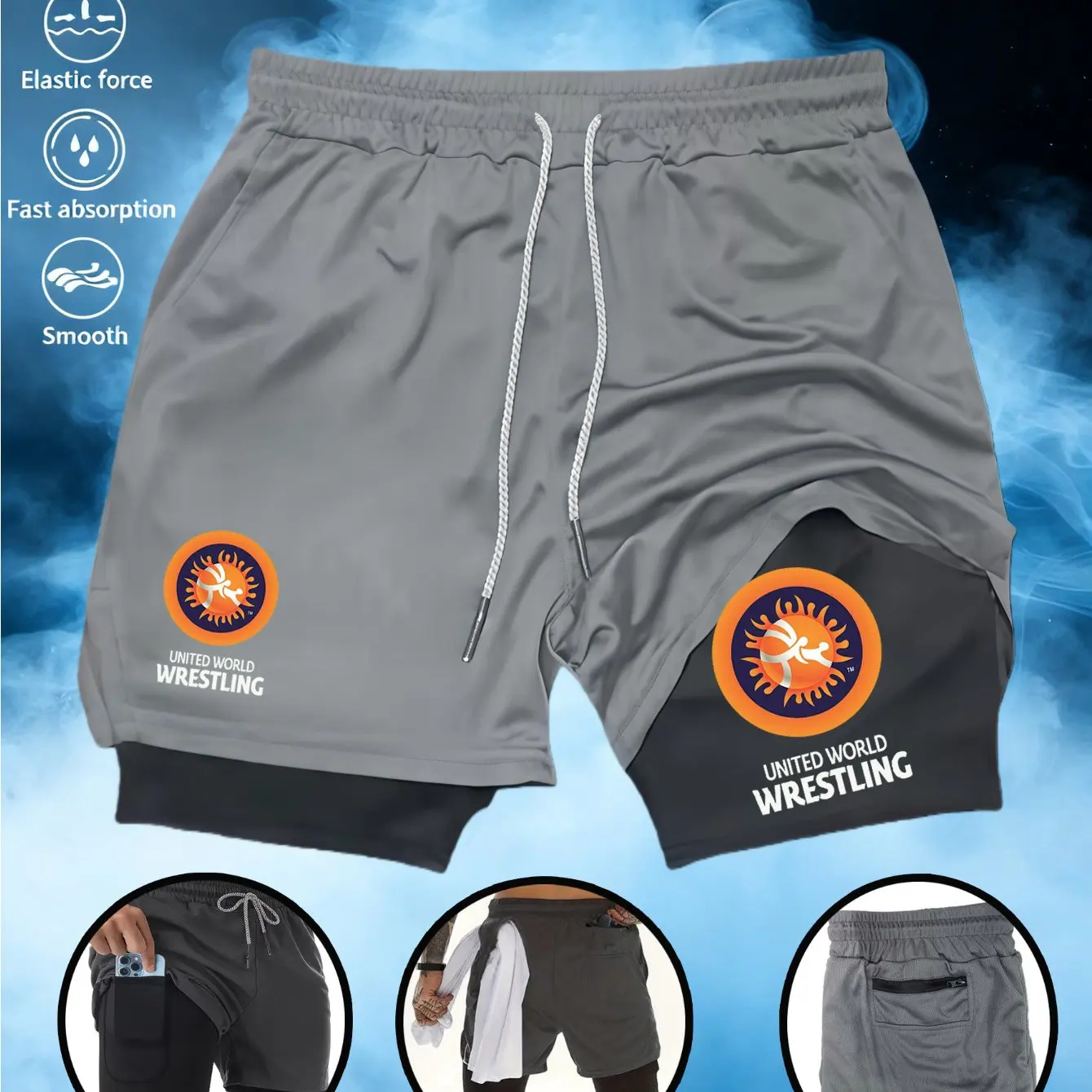 

Мужские летние шорты для бега 2026: спортивные шорты 2-в-1 для фитнеса и тренировок, быстросохнущие, двухслойные, для бега и тренировок