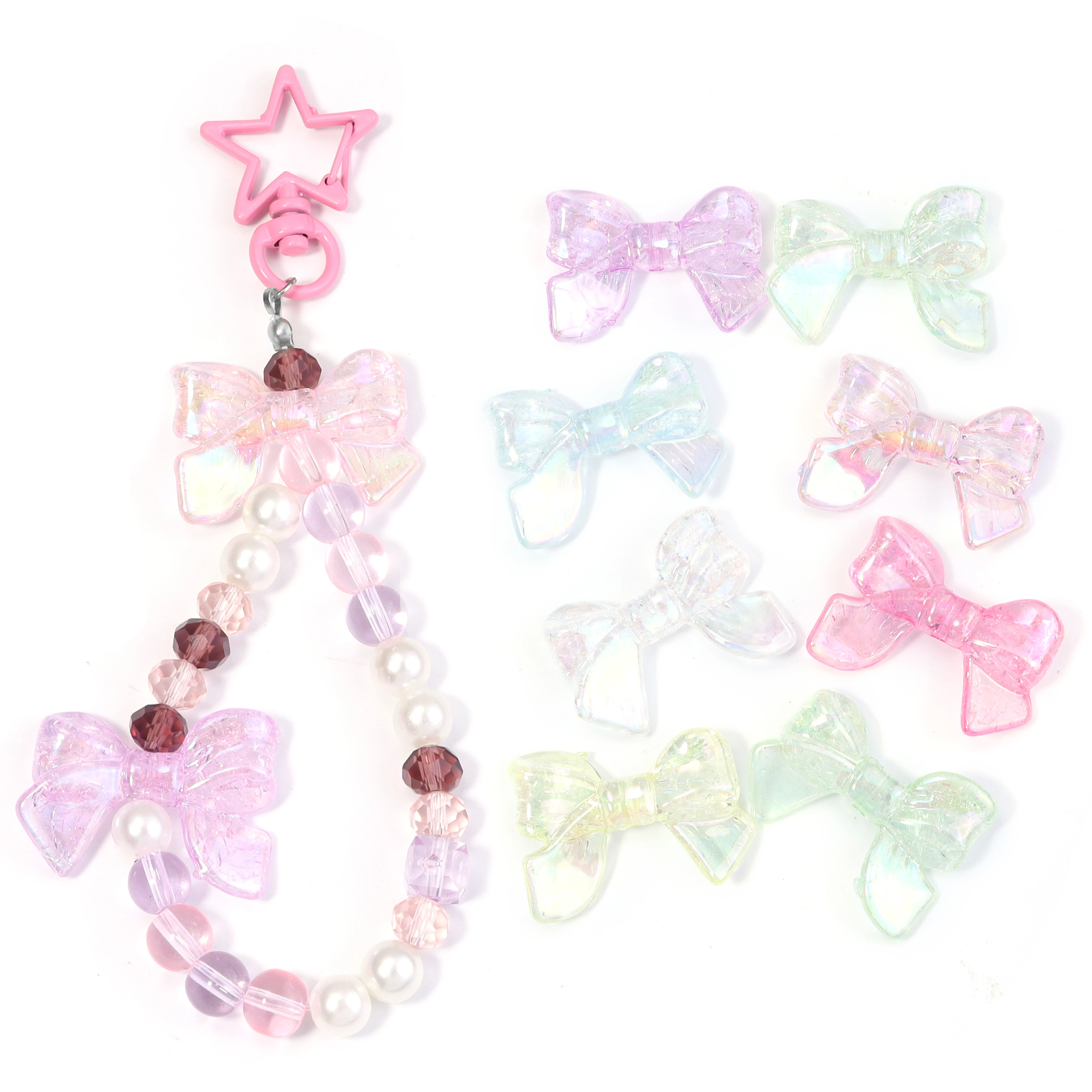 10 قطعة 31x24 مللي متر القوس الاكريليك الخرز الحلو لون الحلوى Bowknot فضفاض خرزة مباعدة DIY بها بنفسك صنع المجوهرات قلادة المفاتيح اكسسوارات #4