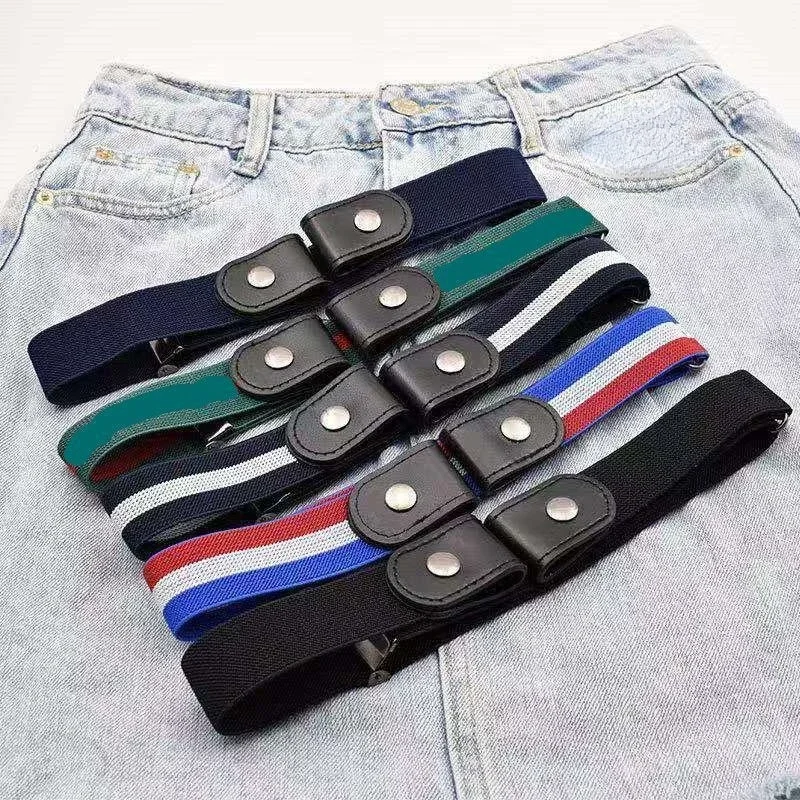 Lazy Traceless Elastic Belt Unisex - Buckleless Stretch Belt Adjustable for Jeans Dresses, Invisible Waistband, No Bulge Design