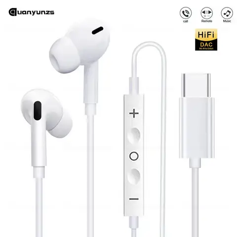 Type c Wired Earphones Cable Earbuds for Apple Lightning Headphones for Iphone 5 6 8 7 Plus X XS MAX XR 10 11 12 13 14 Pro 15 16