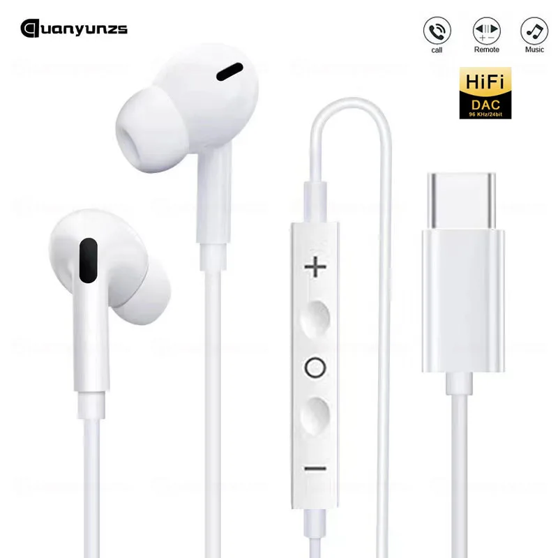 Type c Wired Earphones Cable Earbuds for Apple Lightning Headphones for Iphone 5 6 8 7 Plus X XS MAX XR 10 11 12 13 14 Pro 15 16 