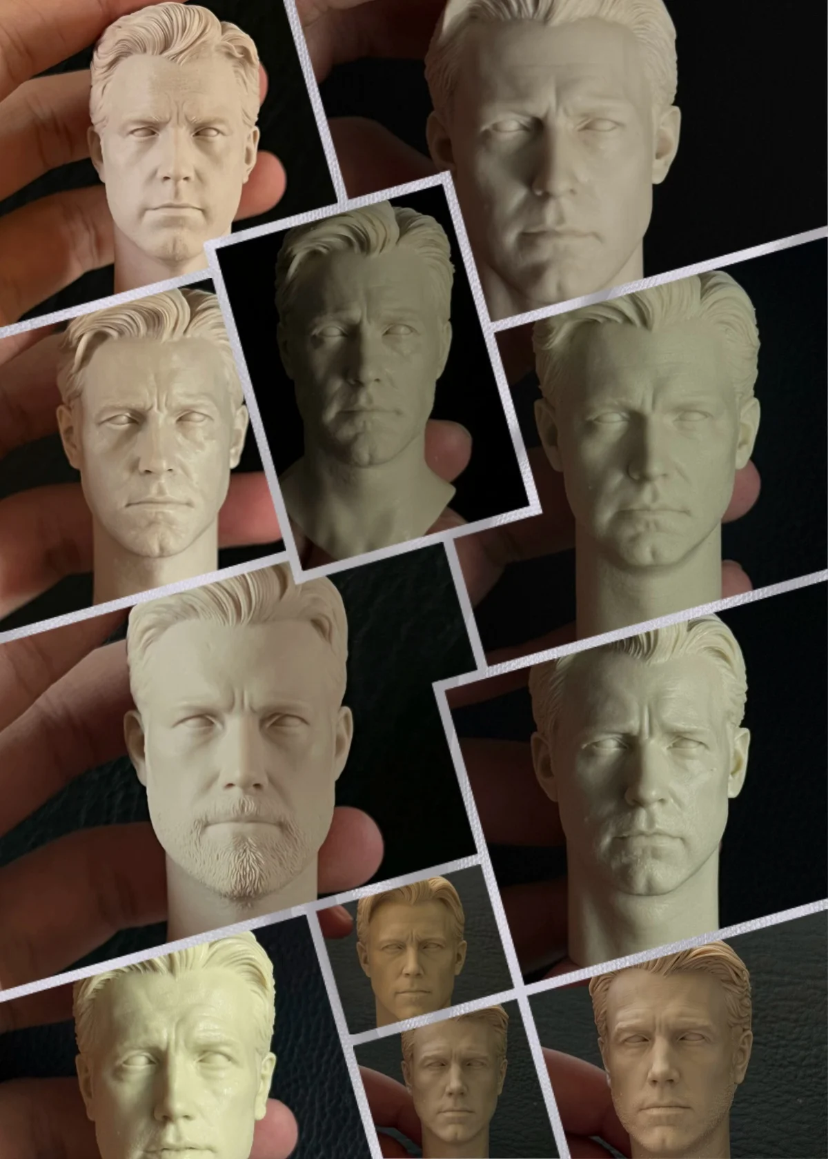 【Only Head】1/6 Scale Male Soldier Strong Robust Physique Middle Aged Hero Unpainted Resin Head Sculpt Fit 12''Action Figure Toys