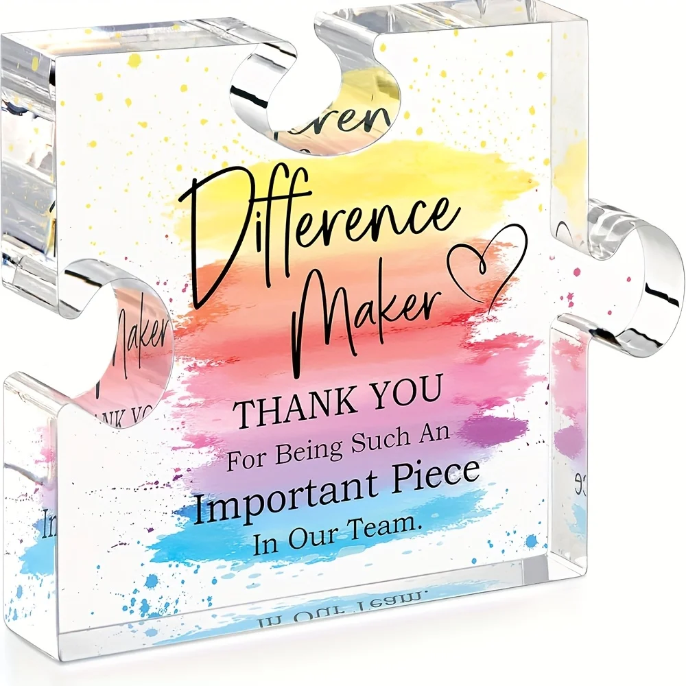 CIFBUY Acrylic Puzzle Trophy 2D Flat Irregular Shape Desk Award For Executive Boss Teacher Mentor Retirement Thank You Gift