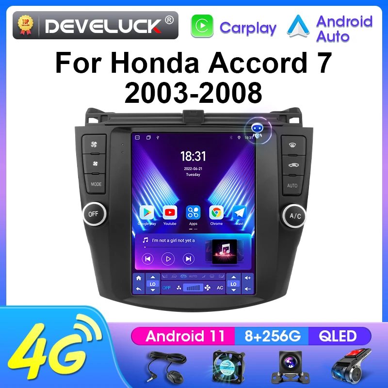 

adio samochodowe 2 Din Android 11 Multimedialny odtwarzacz wideo do Hondy Accord 7 2003-2008 GPS Stereo Head Unit 2din 4G Carplay autoradio