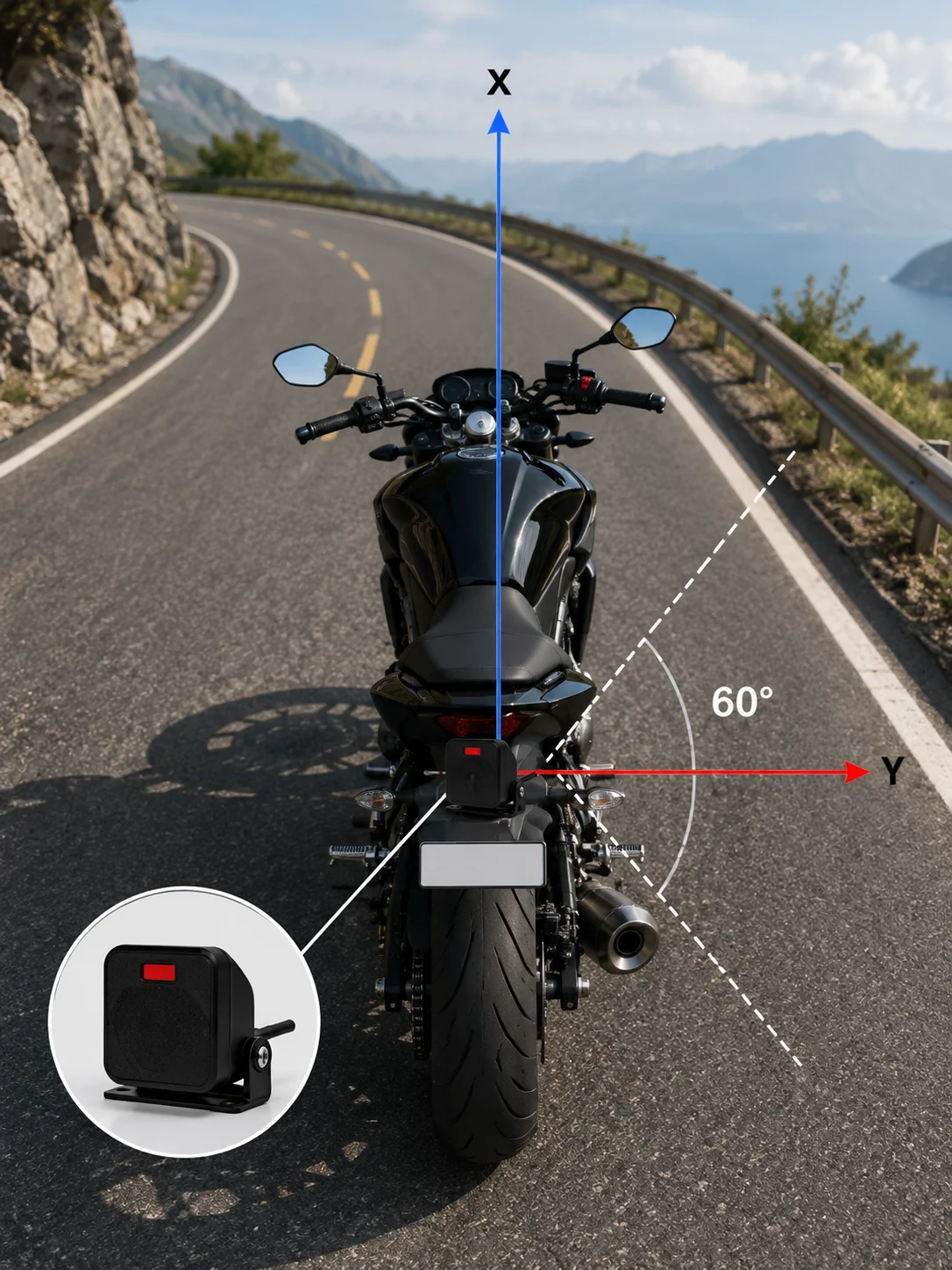 Motorbike Blind Spot Monitor 77GHz 55m Rear Detection BSD LCA Warning System for Riding Safety