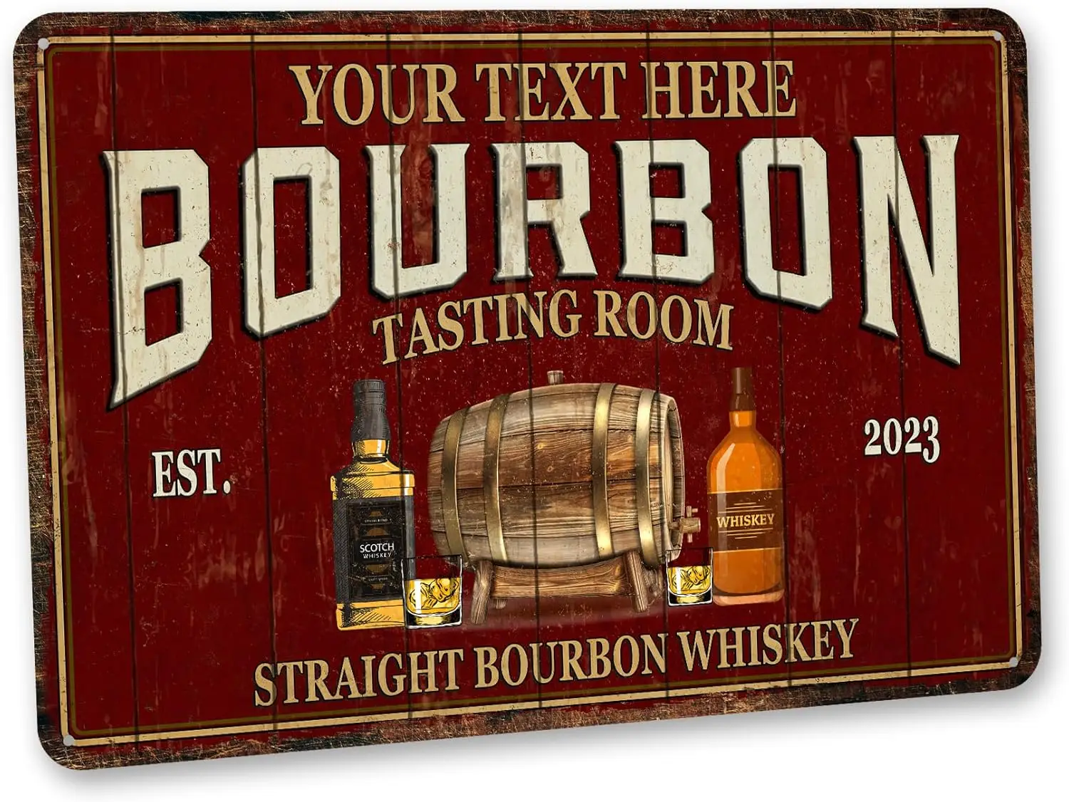 Bourbon Tasting Room Sign Personalized Bar Sign - Made In USA - Home Bar Décor Man Cave Décor Bar Decorations Liqour Bar Wall Dé