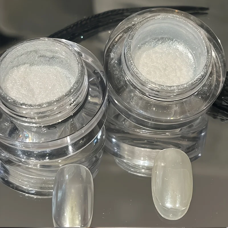 Hot sale White pearl chrome nail powder - glazed donut effect, rectangular, preservative-free mirror moonlight powder, suitable for nail