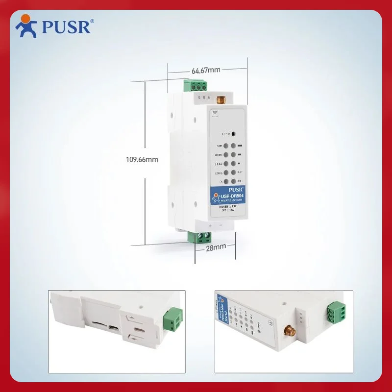 قمة الموضة PUSR Din Rail RS485 مودم خلوي Gprs صناعي مع بطاقة Sim USR-DR504-G