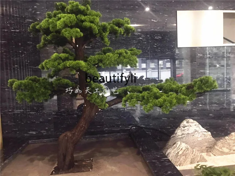 Indoor large-scale floor simulation welcome pine bonsai, dry landscape garden beauty pine Zen pine