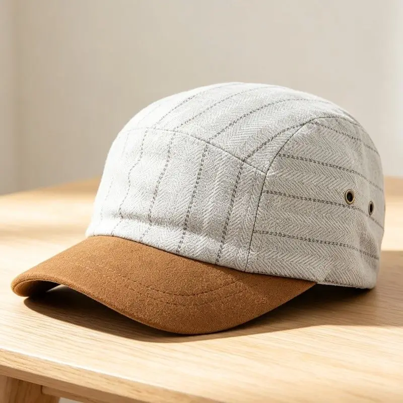 2026 New Japanese Retro Striped Wool Baseball Cap Unisex Color Block Casual Visor Hat