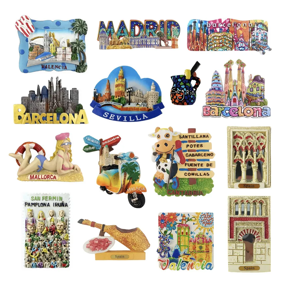 Europe Spain 3D Refrigerator Magnet Tourist Souvenirs Stickers,Home & Kitchen Decoration Fridge Magnet Message Sticker