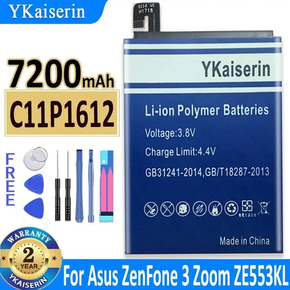 

Долговечный аккумулятор большой емкости 7200 мАч для мобильного телефона Asus Zenfone 3 Zoom, S ZE553KL C11P1612
