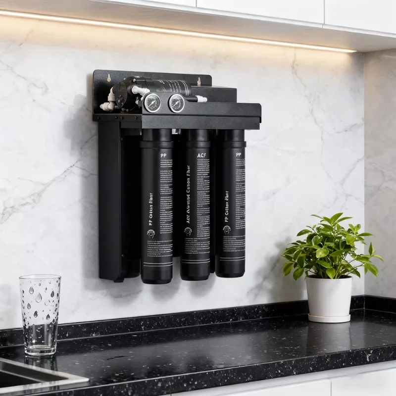 Compact reverse osmosis five-stage filtration water filtration system, for household hotels, electric under-counter