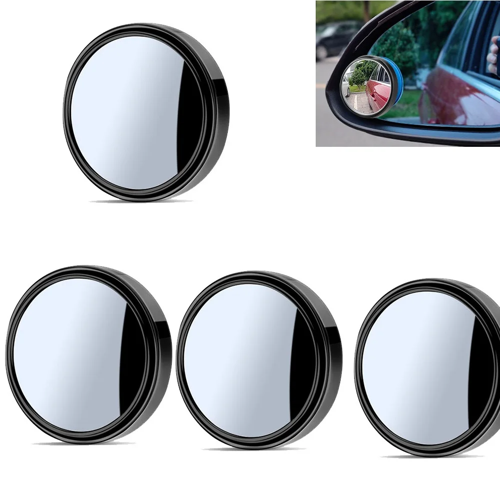 4 Pcs Car Blind Spot Mirrors 360 Degrees Rotating Rear View Mirror With Frame Round Hd Wide View Angle Auxiliary Convex Mirror