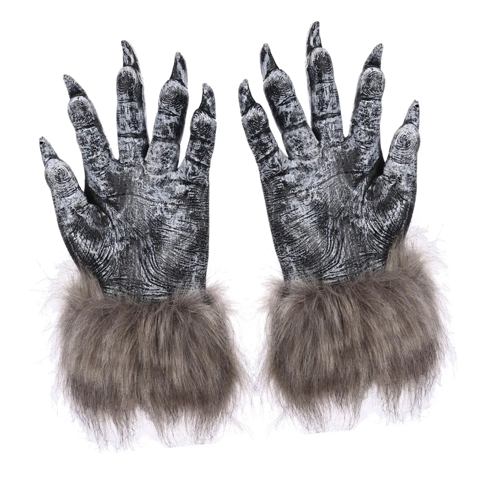 Creepy Halloween Wolf Gloves Werewolf Costume Mitts Fingernails Monster Hands Paws Claw for Accessories Cosplay Party Easter