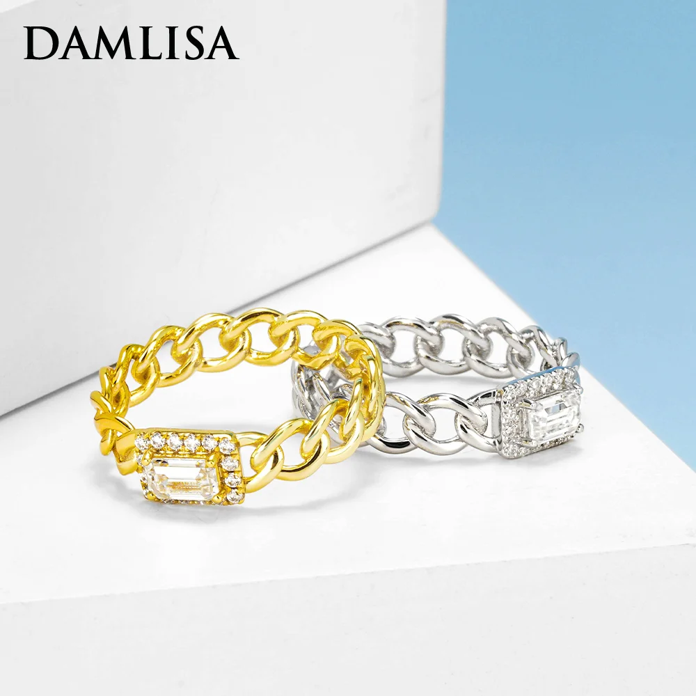 

DAMLISA 3x5mm 0.5ct D Color Emerald Cut Vintage Rings For Women Men 925 Sterling Silver Engagement Wedding Band Ring Wholesale