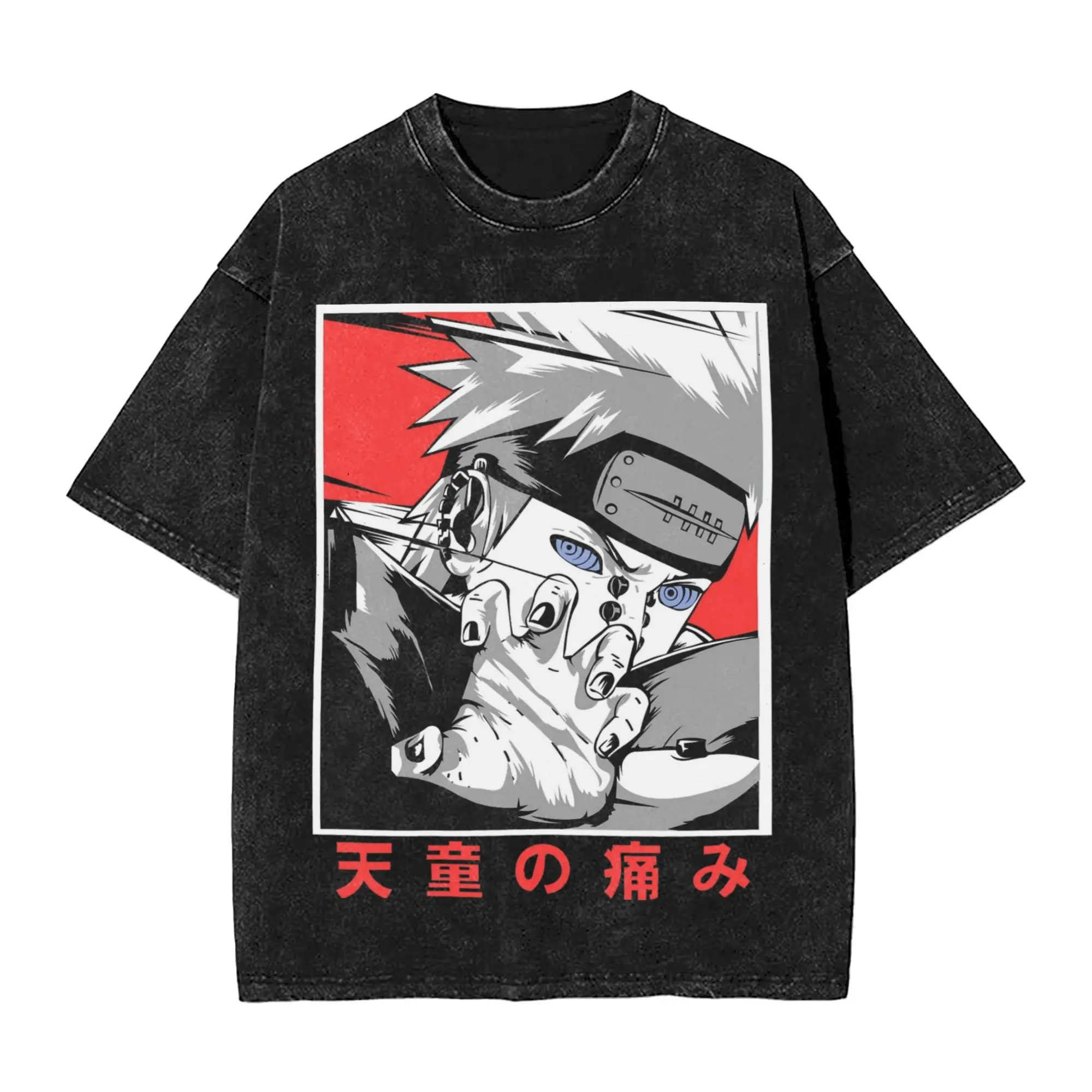 broke hero Narutoes Anime T Shirts Hip Hop Washed 100% Cotton Oversize T-Shirt Vintage Men  Tops Streetwear Printed Tops Tees