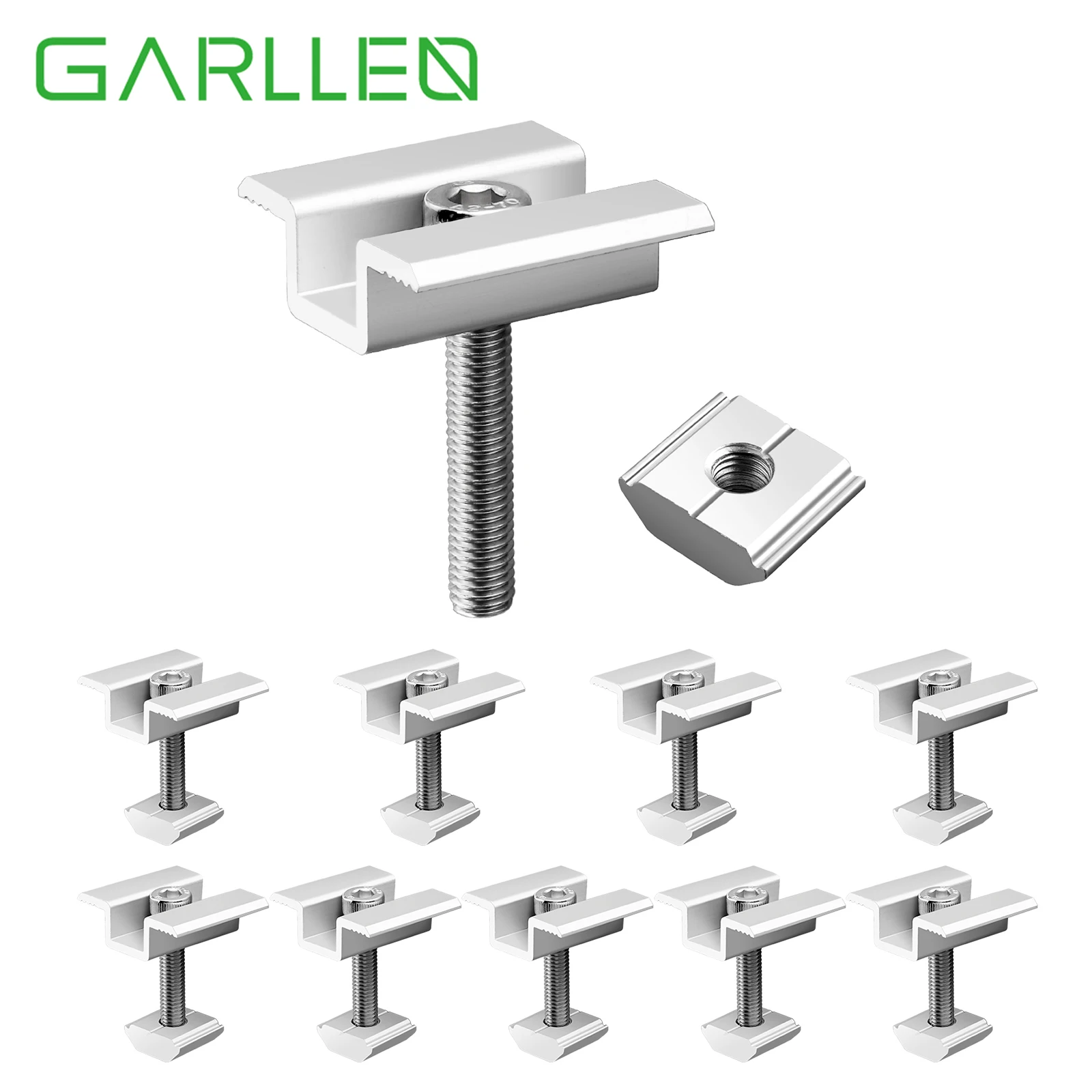 

GARLLEN Aluminium Centre Clamp PV Solar Panels Pack of 10 Photovoltaic Mounting Rail for Module Height 35 mm Solar Module Clamp