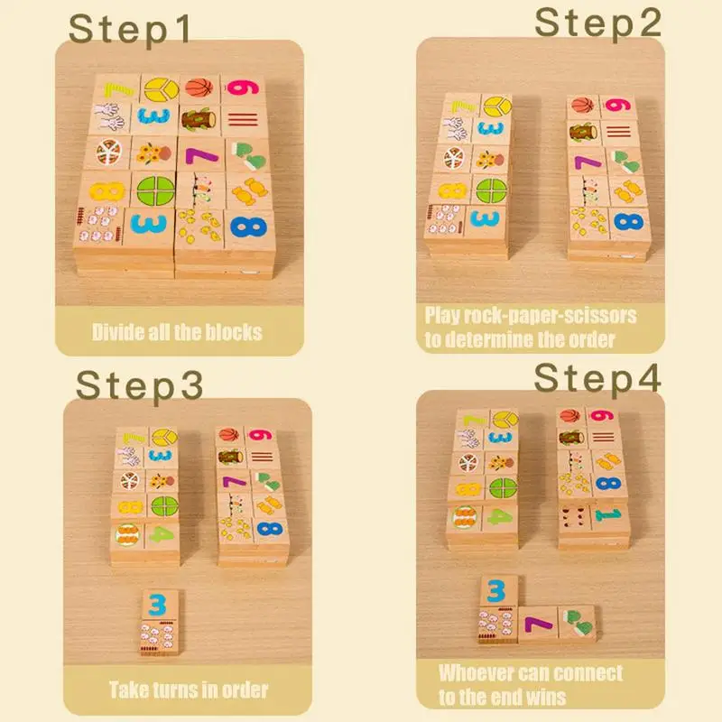 Wooden Puzzles Toddler Toy Preschool Educational Matching Domino Classic Number Learning Toys Jigsaw Game For Ages 3 Toddler