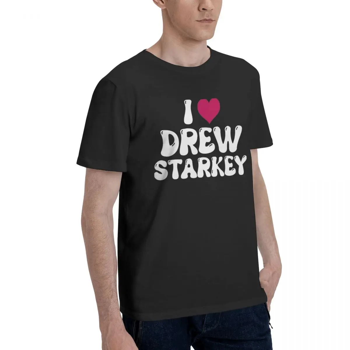 I Love Drew Starkey T-Shirt Men Funny Cotton Tee Shirt Round Neck Short Sleeve T Shirts Plus Size Tops