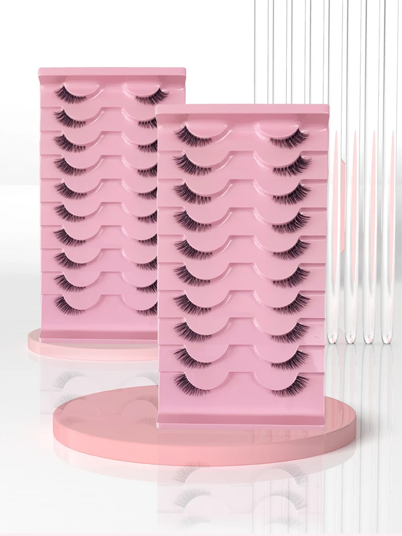 AMSDCN 10 pairs of 3D synthetic mink eyelashes,high-quality Extension Soft Makeup Medium semi mink natural long eyelashes