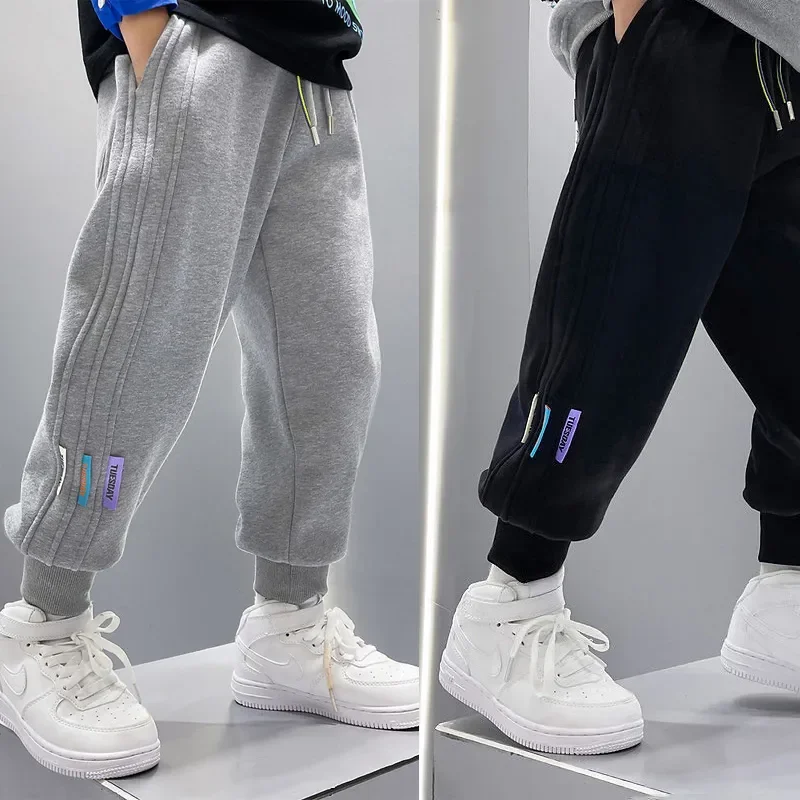 Spring Autumn Kids Teenage Boys Casual School Sport Pants Fleece Trousers Jogger Pant For Children Loose Sweatpant Boys Clothes