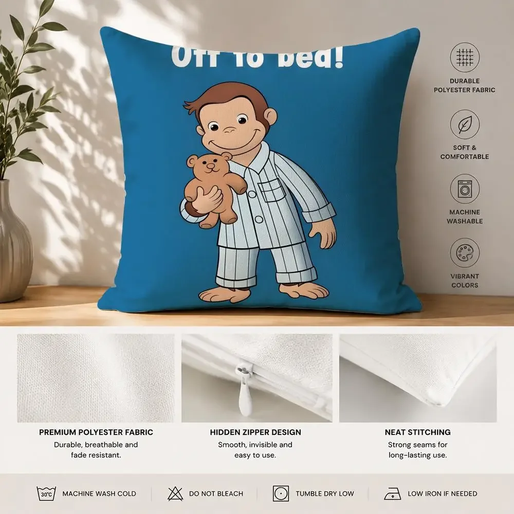 Good Night George Curious Monkey Cushion Cover 40x40cm Square Decorative Sofa Cushion Cover Bedroom Living Room Home Decor Gift