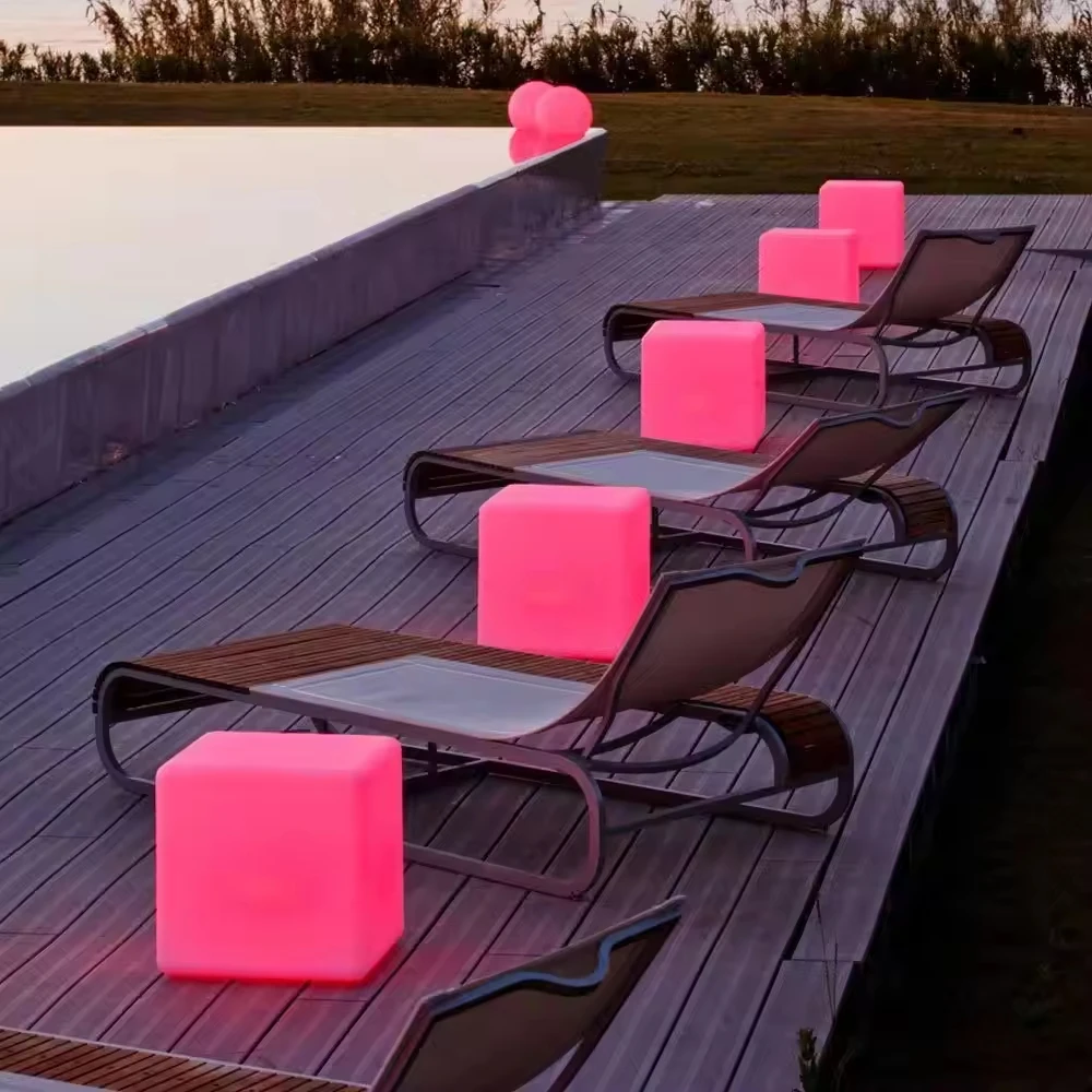 LED cube bar furniture tables and chairs stools rechargeable luminous outdoor furniture for nightclubs garden terrace