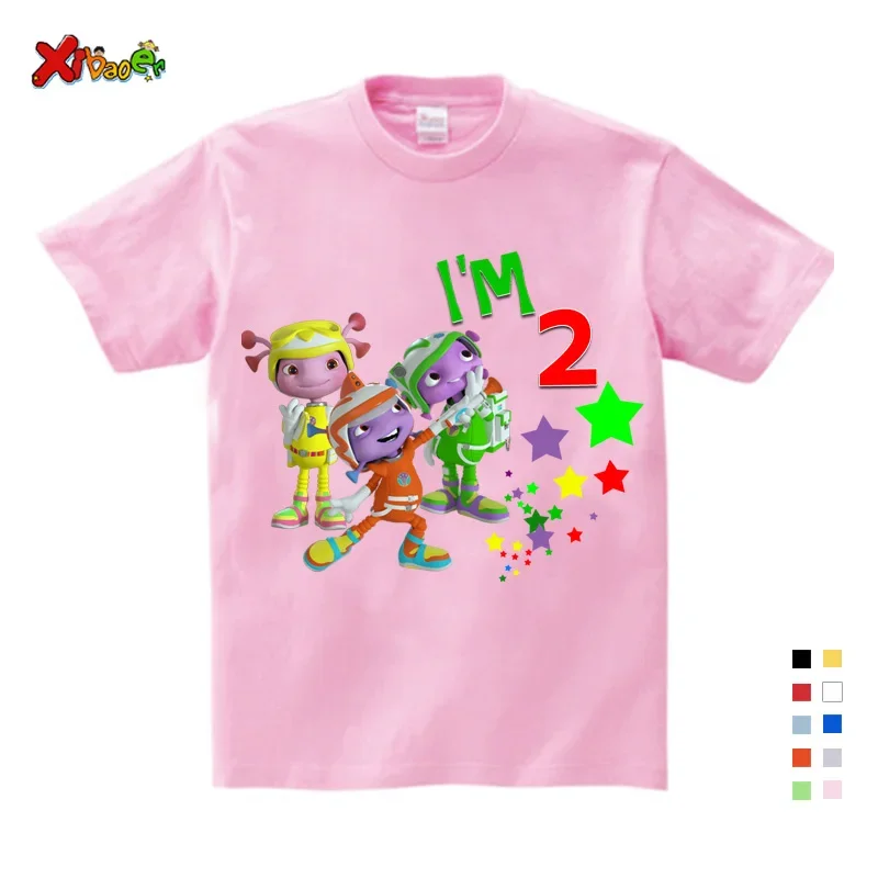

2025 Number 0-9 Cartoon Shirts Kid Happy Birthday Boys Funny Girls Short Sleeve T-shirt Harajuku Kids Tops Clothes Cotton Shirts