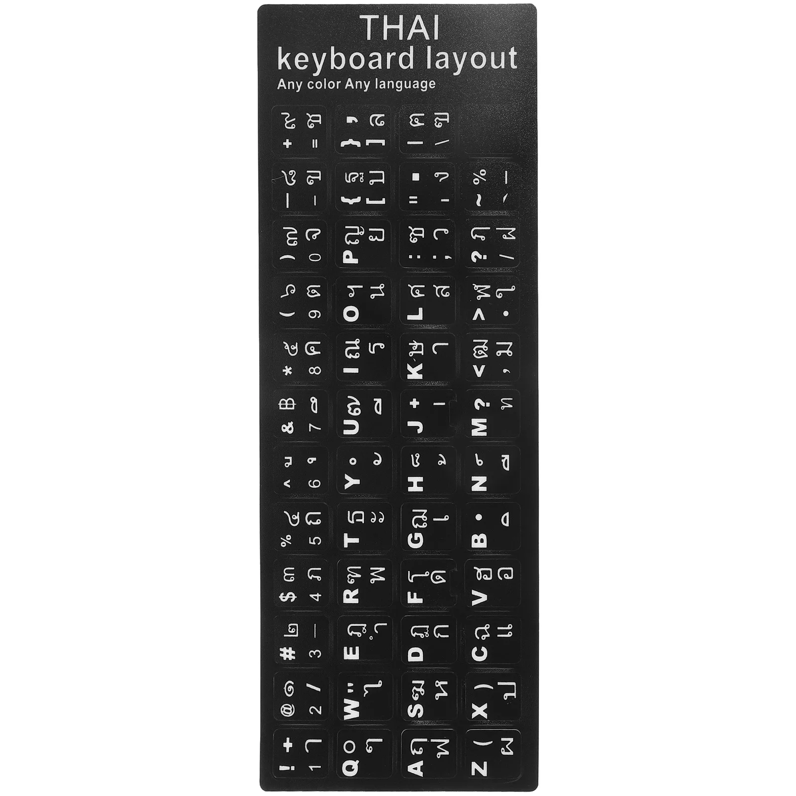 ورقتان من ملصقات لوحة المفاتيح التايلاندية، شارات بديلة لجودة الخلفية السوداء للاتصالات بلغة الكمبيوتر المحمول #1