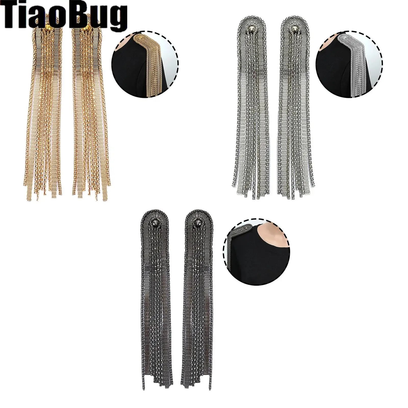 

1 Pairs Beaded Crystal Shoulder Men And Women Patches Fringe Tassel Epaulets Shoulder Brooches for Party Accessories